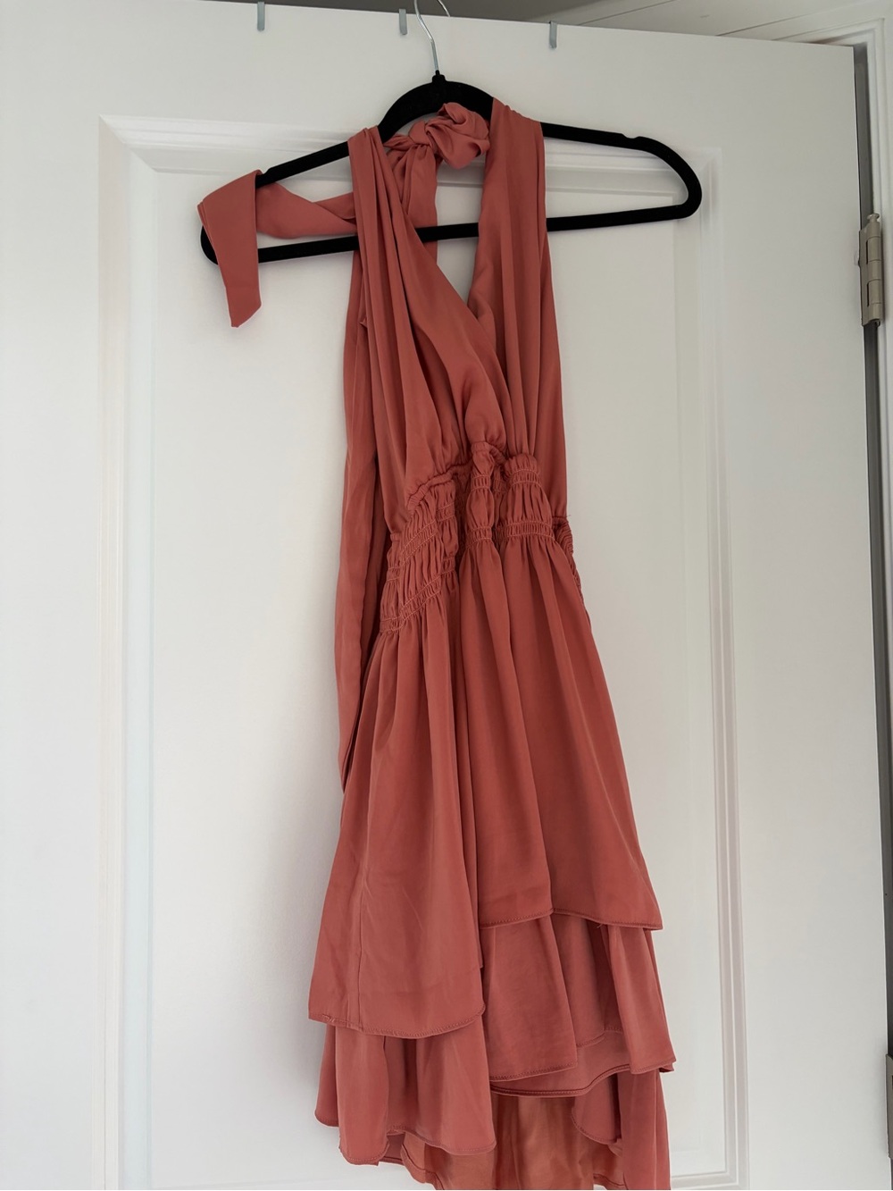 Lulu's Dusty Rose Sleeveless Halter Tiered Mini Dress